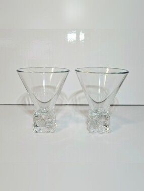 DiSaronno Melting Ice Cube Base Martini Glass Set of 2 Vintage Italian Drinkware